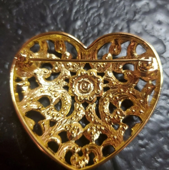 Vintage Swarovski Crystal Open Heart Brooch - Picture 2 of 2